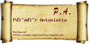 Pádár Antonietta névjegykártya